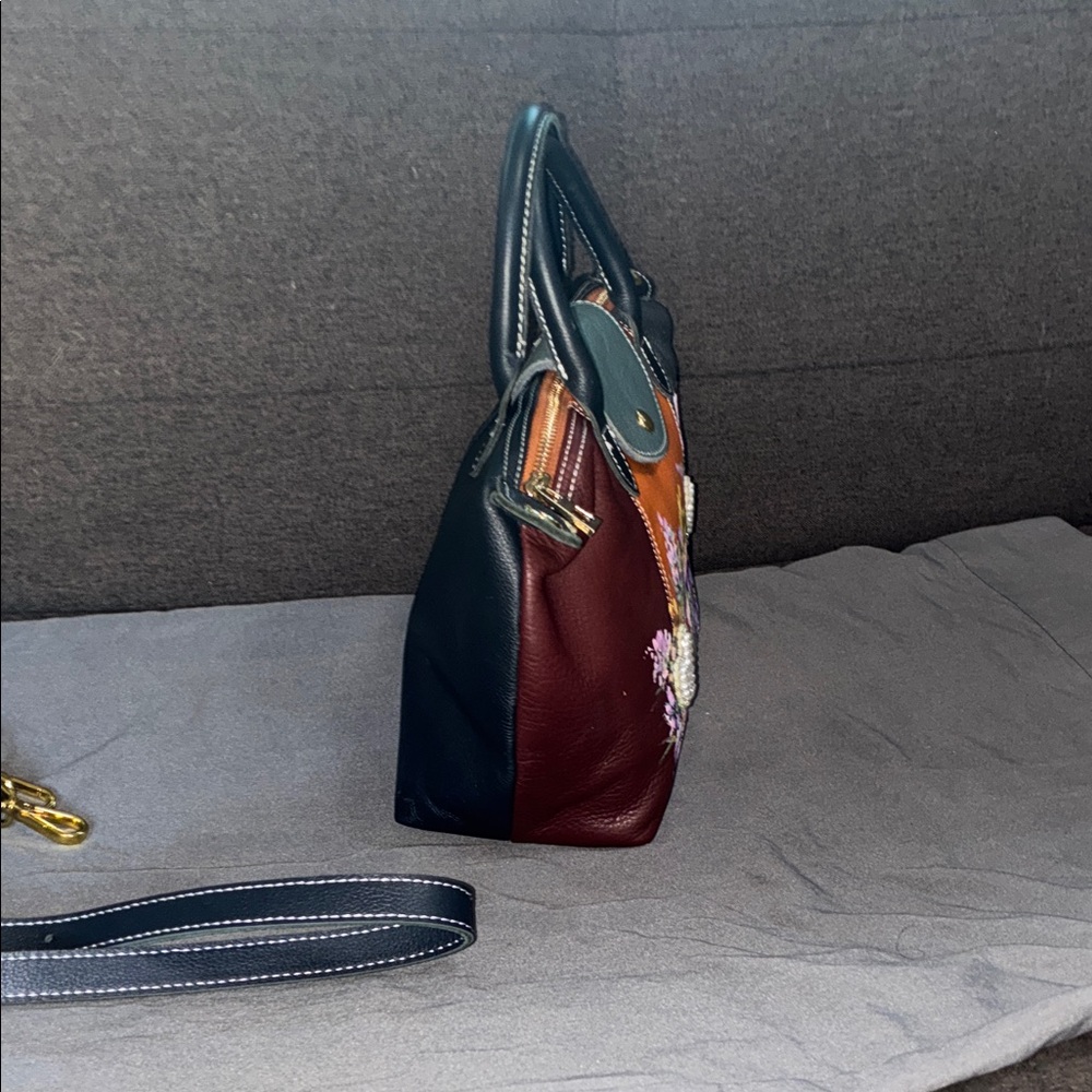 Floral Multi-Color Leather Handbag - Picture 7 of 16